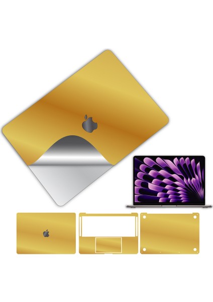 Macbook Pro 13 Inç 2022 M2 Için 360 Kaplama Koruma Sticker Çizilmez Film Kaplama Gold