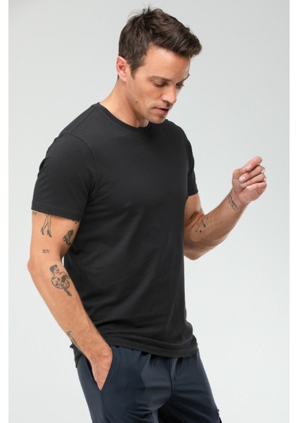 Bisiklet Yaka T-Shirt Antrasit Renk Erkek Tişört fırsatları