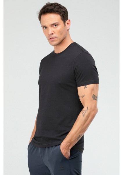 Bisiklet Yaka T-Shirt Antrasit Renk Erkek Tişört indirimleri