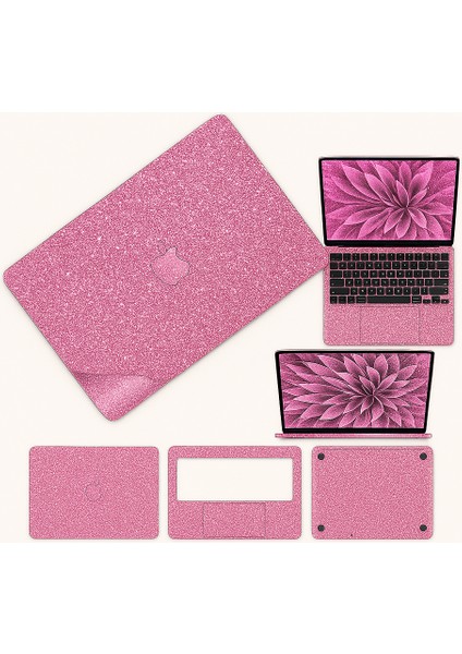 Macbook Pro 13 Inç 2020 M1 Işlemci Için 360 Full Kaplama Koruma Sticker Çizilmez Film Kaplama Simli Pembe