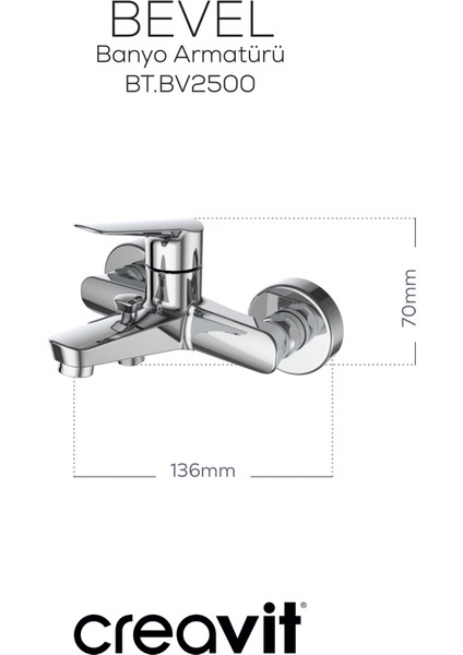 Bevel Banyo Armatürü Krom