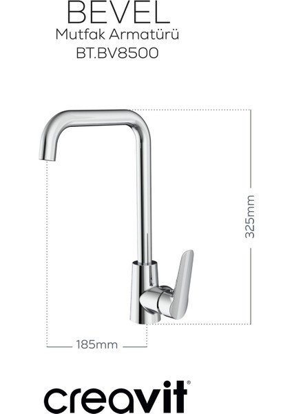 Bevel Mutfak Armatürü Krom