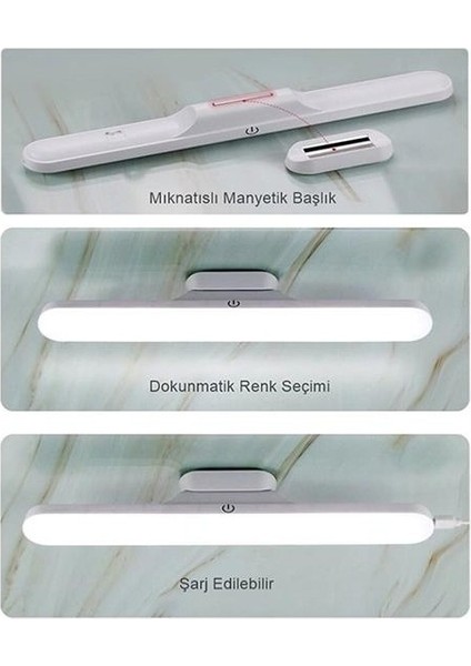 CT-5249 Martı Şarjlı Mıknatıslı LED Aplik 3 Renk Ct 3200K 4000K 6400K 3W Siyah