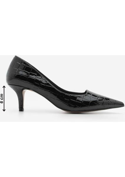 Kadın Stiletto Croco Desenli Topuklu Ayakkabı Olfin