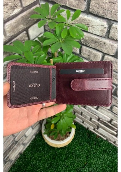 Deri Crazy Bordo Kartlık (T1469)