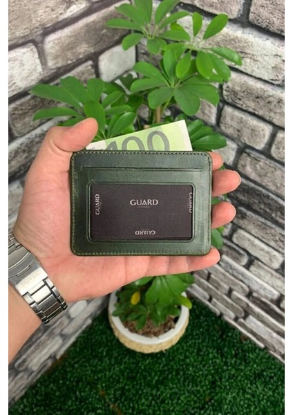 Hakiki Deri Dikey Crazy Yeşil Unisex Kartlık (T1471) fiyatları