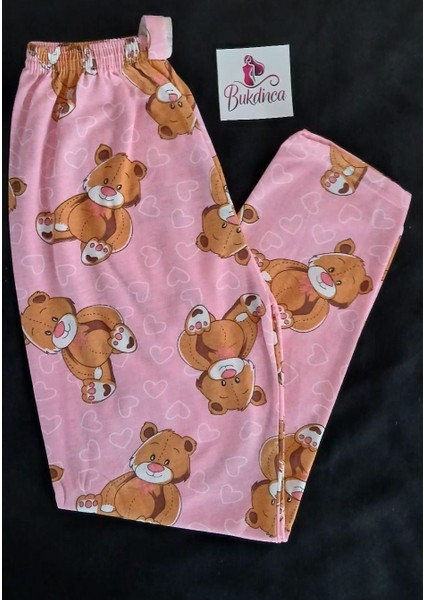 Pembe Ayıcık Desenli Pijama Altı