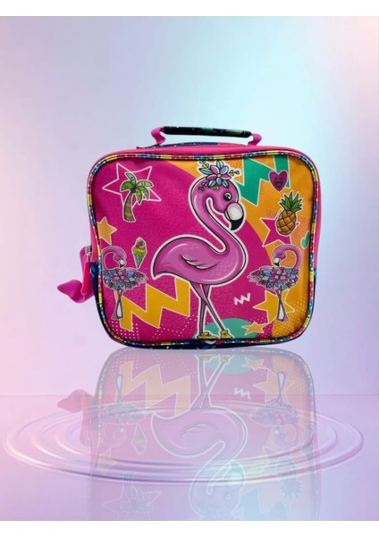 Simli Flamingo Desenli Thermal Beslenme Çantası 3323-10
