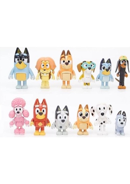 Blue Bingo Köpek Ailesi Bluey Karakterleri 12 Li Mini Ithal Premium Figür Seti No Box
