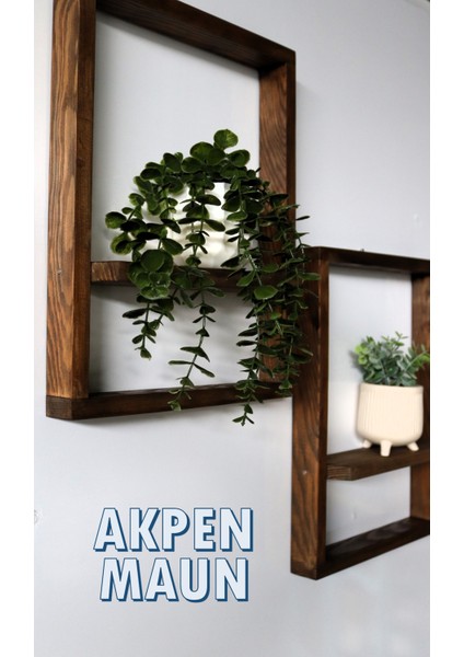 Masif Ahşap Modern Tasarım Dekoratif Raf 2 Adet MAUN