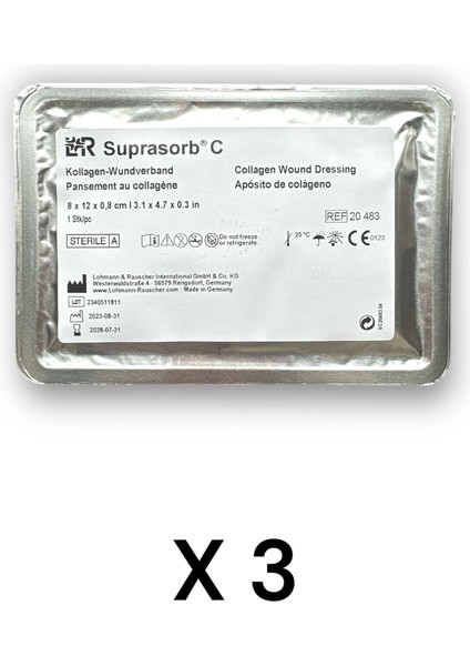Suprasorb C Kolajen İçerikli Örtü 8 cm x 12 cm x 0,8 cm - Ref 20483 - 3 Adet