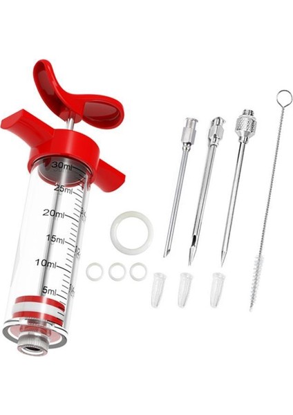 Et Marine Enjektör Set Paslanmaz Çelik 3 Iğne Baharat Sos Şırınga