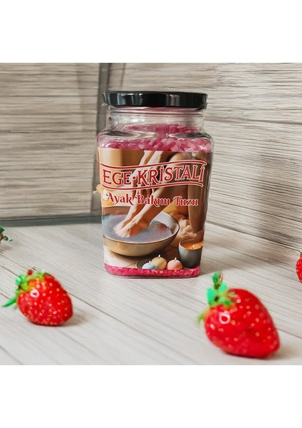 Çilek Aromalı Ayak Bakım Tuzu 1 kg Kare Cam Kavanoz