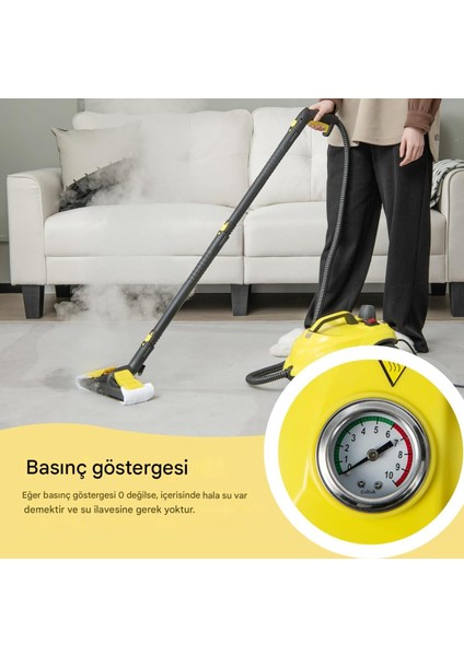 Çok Amaçlı Süpürge El Tipi Buharlı Temizleyici Zemin Halı Kanepe, Döşeme, Araba, Fayans, Banyo 1,5 L fırsatları