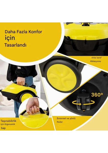 Çok Amaçlı Süpürge El Tipi Buharlı Temizleyici Zemin Halı Kanepe, Döşeme, Araba, Fayans, Banyo 1,5 L