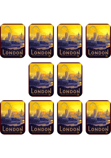 Buzdolabı Magneti - 10 Adet Ingiltere London Magneti