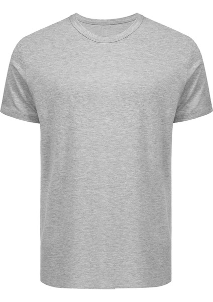 Bisiklet Yaka T-Shirt Gri Renk Erkek Tişört