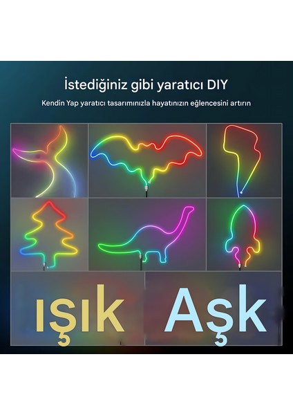 5V Rgb Neon Şerit LED Lamba 3M-5M-10M Telefon ve Kumanda ile Kontrol Sınırsız Renk Tak Çalıştır