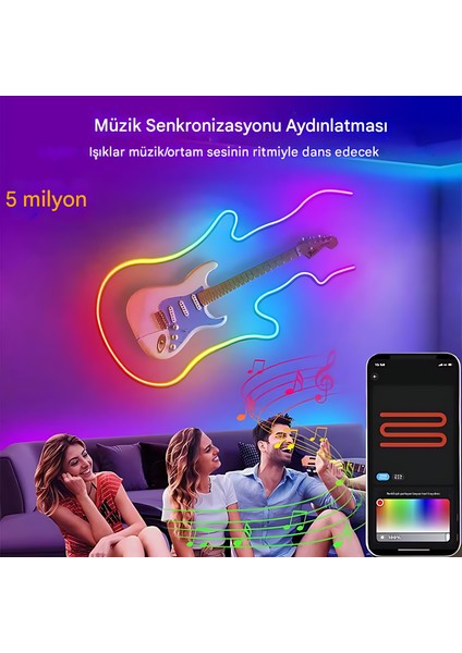 5V Rgb Neon Şerit LED Lamba 3M-5M-10M Telefon ve Kumanda ile Kontrol Sınırsız Renk Tak Çalıştır fırsatları