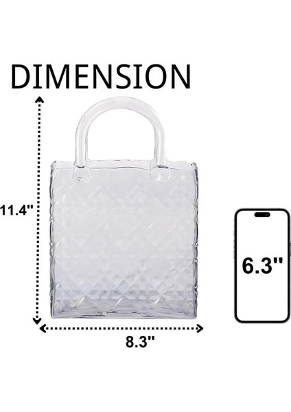 Çanta Vazo Köşeli Model Cam Çiçek Vazosu Dekoratif Antrasit Vazo Büyük Boy Glass Bag Vase