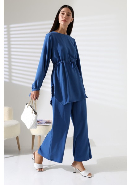 Kadın Tesettür Ayrobin Kuşaklı Tunik Pantolon Ikili Takım modelleri