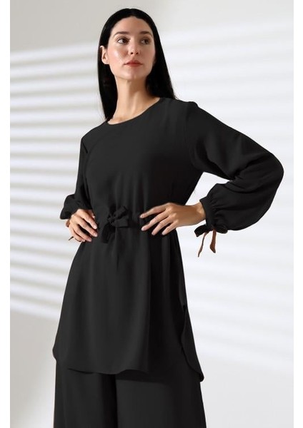 Kadın Tesettür Ayrobin Kuşaklı Tunik Pantolon Ikili Takım modelleri