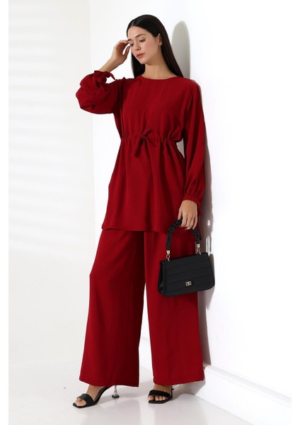 Kadın Tesettür Ayrobin Kuşaklı Tunik Pantolon Ikili Takım modelleri