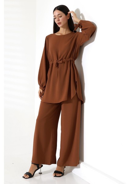Kadın Tesettür Ayrobin Kuşaklı Tunik Pantolon Ikili Takım fiyatları
