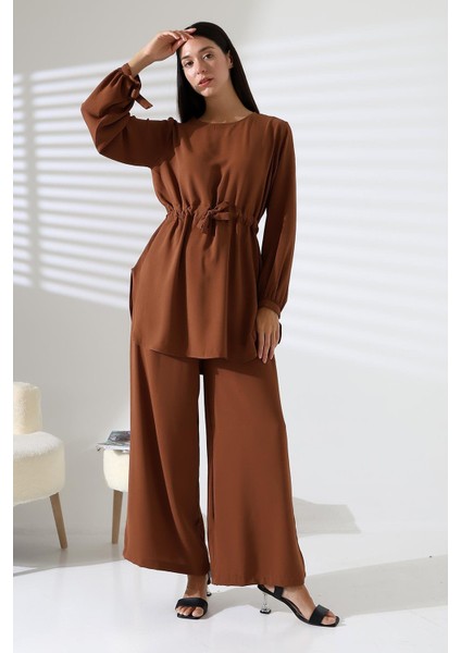 Kadın Tesettür Ayrobin Kuşaklı Tunik Pantolon Ikili Takım modelleri