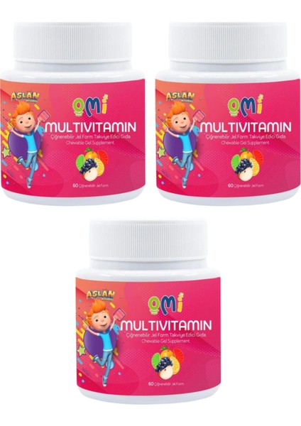 3 Adet - Multivitamin Çiğnenebilir Jel Form 60 Gummies Yumuşak Şeker