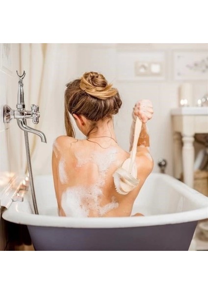 Doğal At Kılı Seelülit Karşıtı Sapı Çıkabilen Ahşap Banyo Fırçası