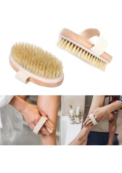 Doğal At Kılı Seelülit Karşıtı Sapı Çıkabilen Ahşap Banyo Fırçası