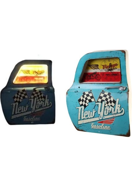 Newyork Saatli ve Işıklı Metal Araba Kapısı 47CM