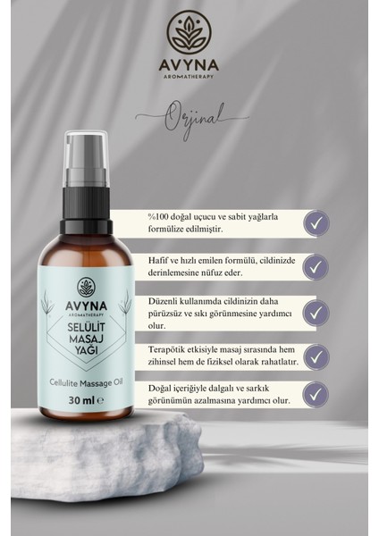 Selülit Masaj Yağı 30 ml Cam Şişede %100 Saf ve Doğal (Cellulite Massage Oil) fiyatları