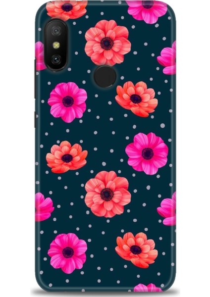 Xiaomi Mi A2 Lite Kılıf Hd Baskılı Kılıf - Puantiye ve Çiçekler