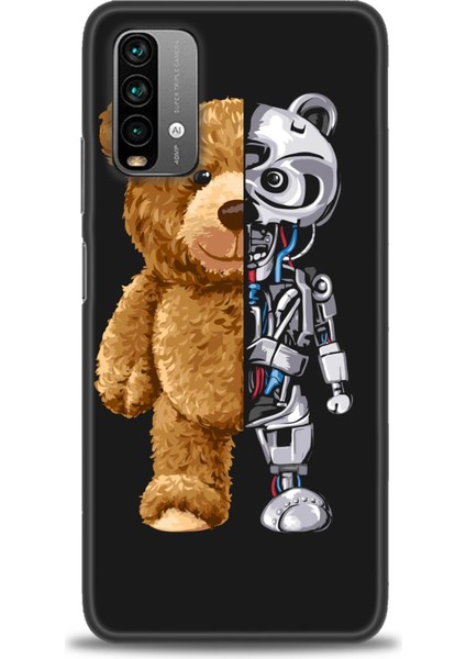 Xiaomi Redmi 9t Kılıf Hd Baskılı Kılıf - Ayı ve Iskeleti