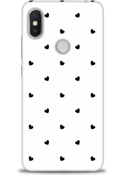 Xiaomi Redmi Note 6 Pro Kılıf Hd Baskılı Kılıf - Siyah Kalpler
