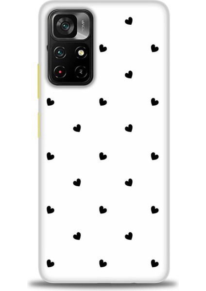 Xiaomi Poco M4 Pro 5g Kılıf Hd Baskılı Kılıf - Siyah Kalpler