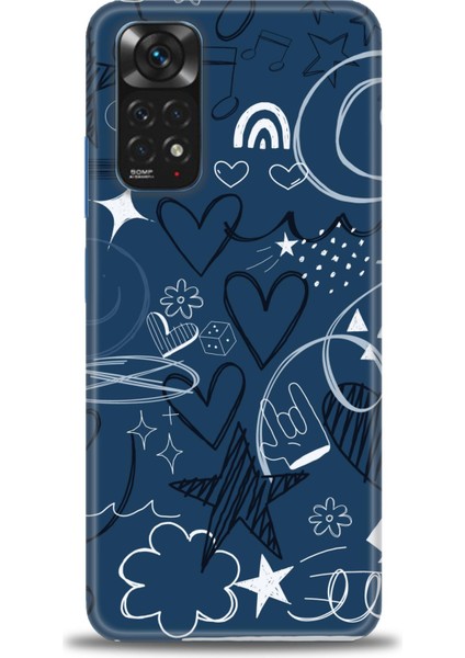 Xiaomi Redmi Note 12 4g Kılıf Hd Baskılı Kılıf - Notalar ve Kalpler Mavi