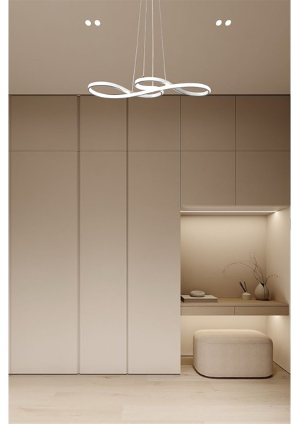 Modern Beyaz Yılan Model Tek Renk LED Avize