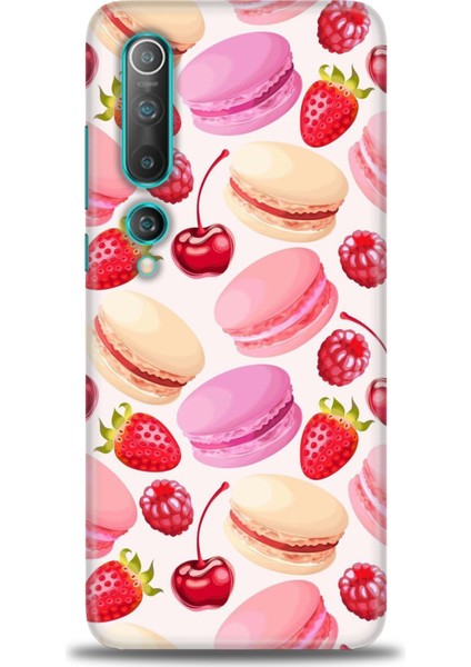 Xiaomi Mi 10 Kılıf Hd Baskılı Kılıf - Makaron ve Çilekler
