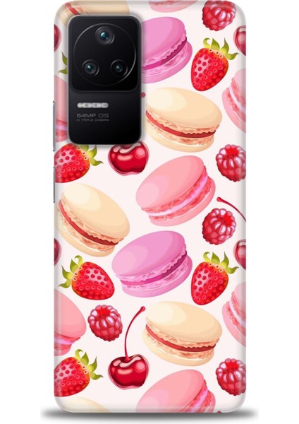 Xiaomi Poco F4 Kılıf Hd Baskılı Kılıf - Makaron ve Çilekler