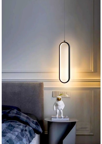 Piero Model Siyah Renk Metal Salon Mutfak Oturma Yatak Odası Modern LED Sarkıt Avize