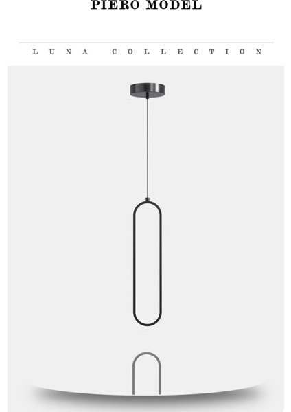 Piero Model Siyah Renk Metal Salon Mutfak Oturma Yatak Odası Modern LED Sarkıt Avize