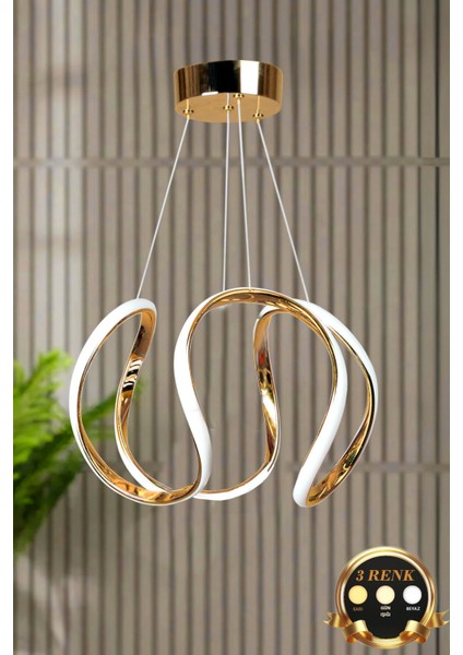 Clasy Model Gold Kaplama 3 Renk Metal Salon Mutfak Oturma Yatak Odası Modern LED Avize