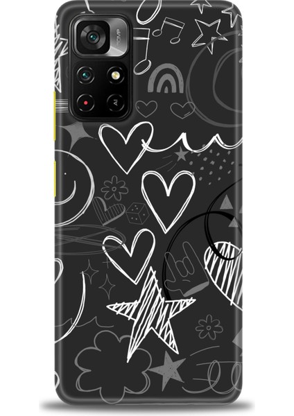 Xiaomi Redmi Note 11 Pro Plus Kılıf Hd Baskılı Kılıf - Siyah Kalp ve Notalar