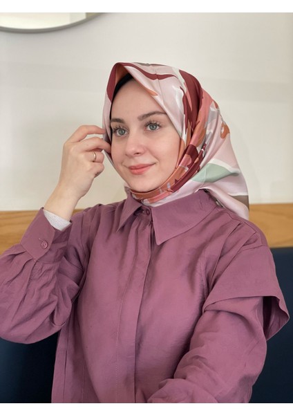Pembe Pablio Ferre Lale Desen Twill Ipek Eşarp