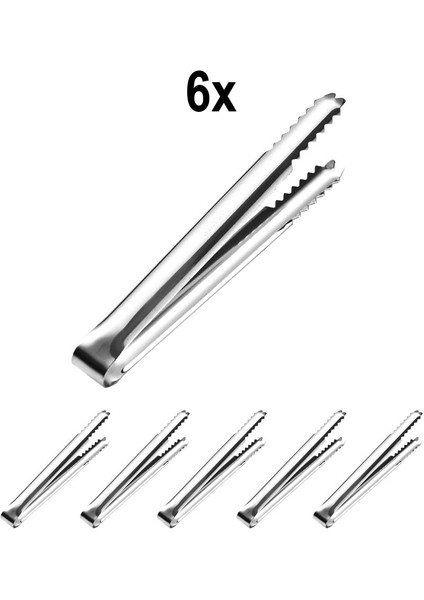 6 Adet 304 Çelik 14,8 Cm. Buz ve Şeker Maşası MT130-6