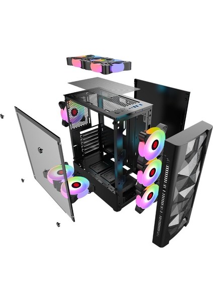 BZ01 Atx Micro Atx Itx X4 Argb Fan Temper Cam Pc Gaming Kasa