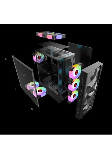 BZ01 Atx Micro Atx Itx X4 Argb Fan Temper Cam Pc Gaming Kasa